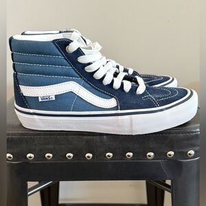 Vans SK8-HI Classic Pro Navy and White High-Top Sneakers Like New Teen